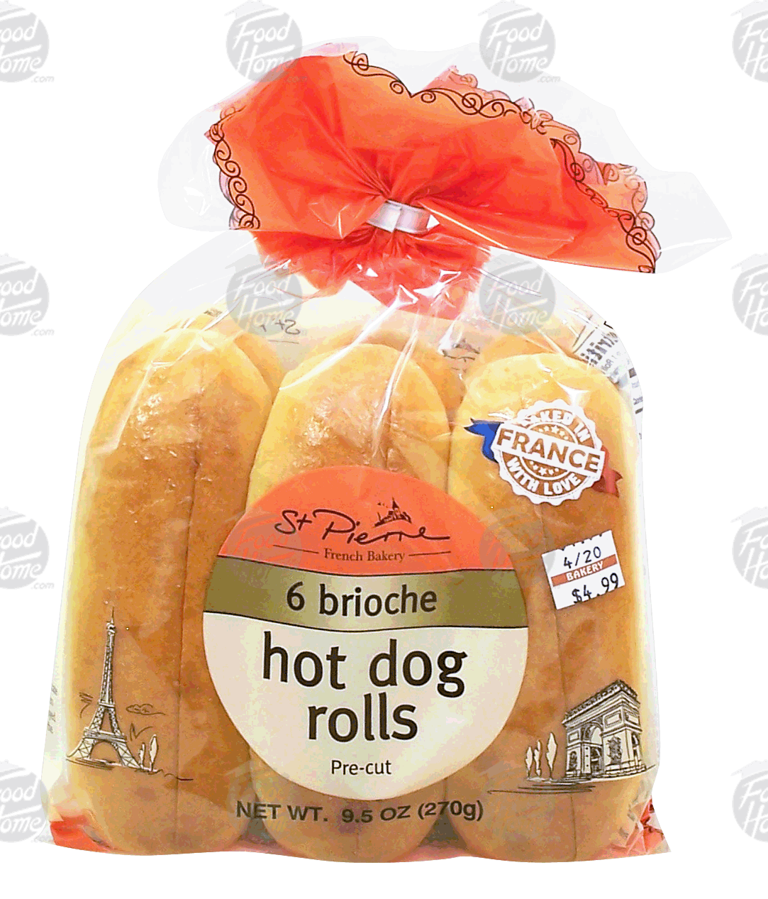 St. Pierre French Bakery hot dog rolls, pre-cut, brioche, 6-count Full-Size Picture